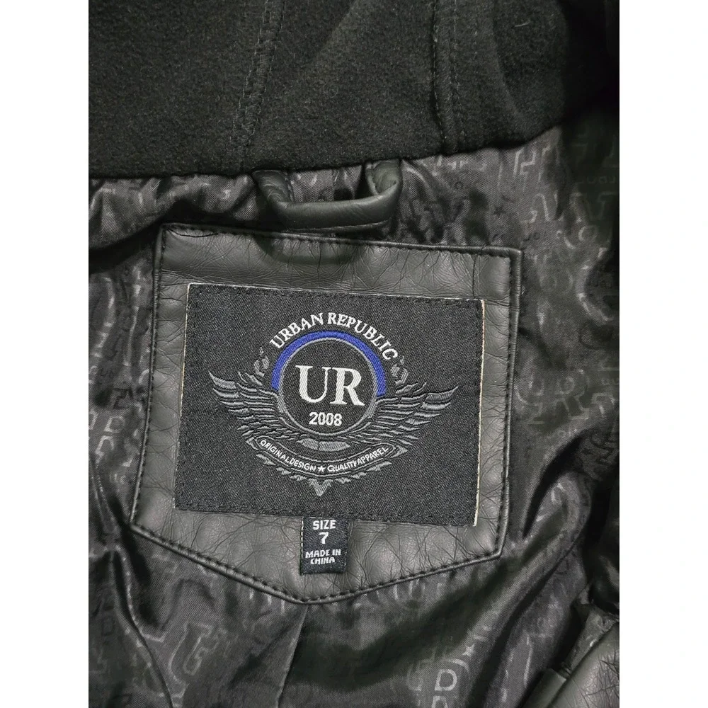 Moto Biker Rock & Roll Punk Goth Grunge Y2K Hood Zip Boys Faux Leather Jacket 7